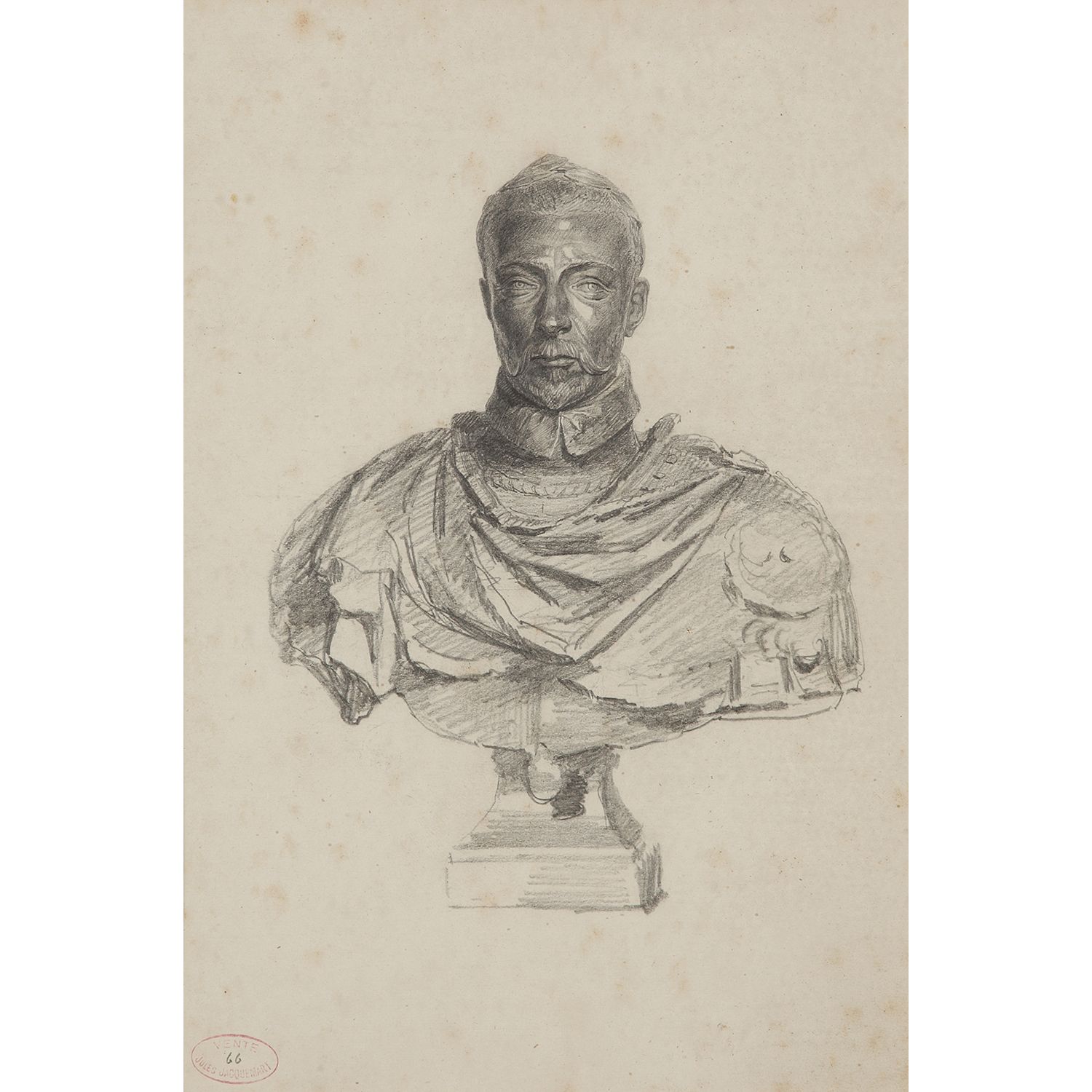 Null 朱尔-费迪南-雅克马尔 (1837 - 1880)

文艺复兴时期的半身雕像研究

黑色铅笔

左下角有雅克马尔拍卖会的印记，编号为66（L.1395&hellip;