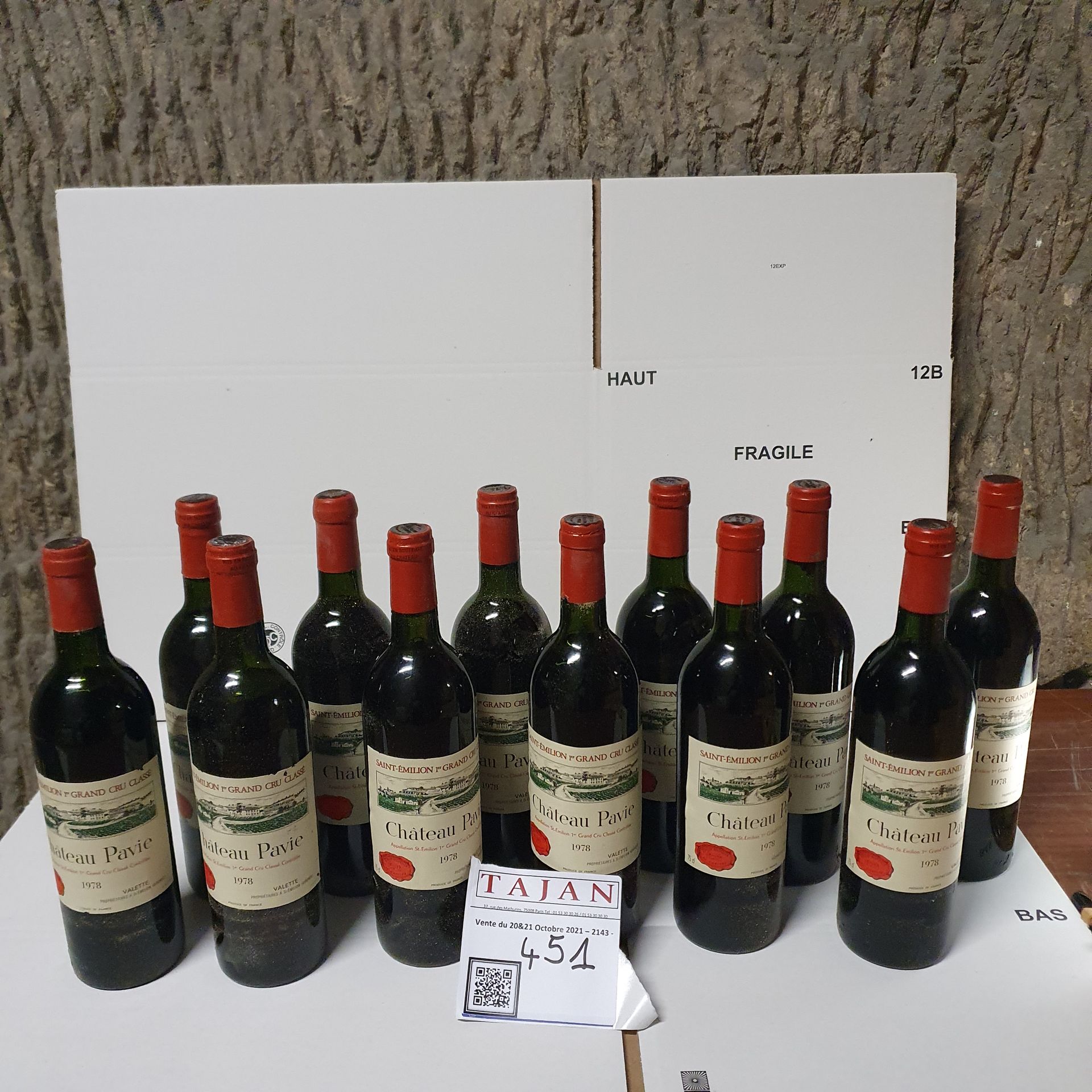 Null 12 botellas Château PAVIE, 1° grand cru Saint-Emilion 1978 CB 4LB, 1MB, 1B,&hellip;