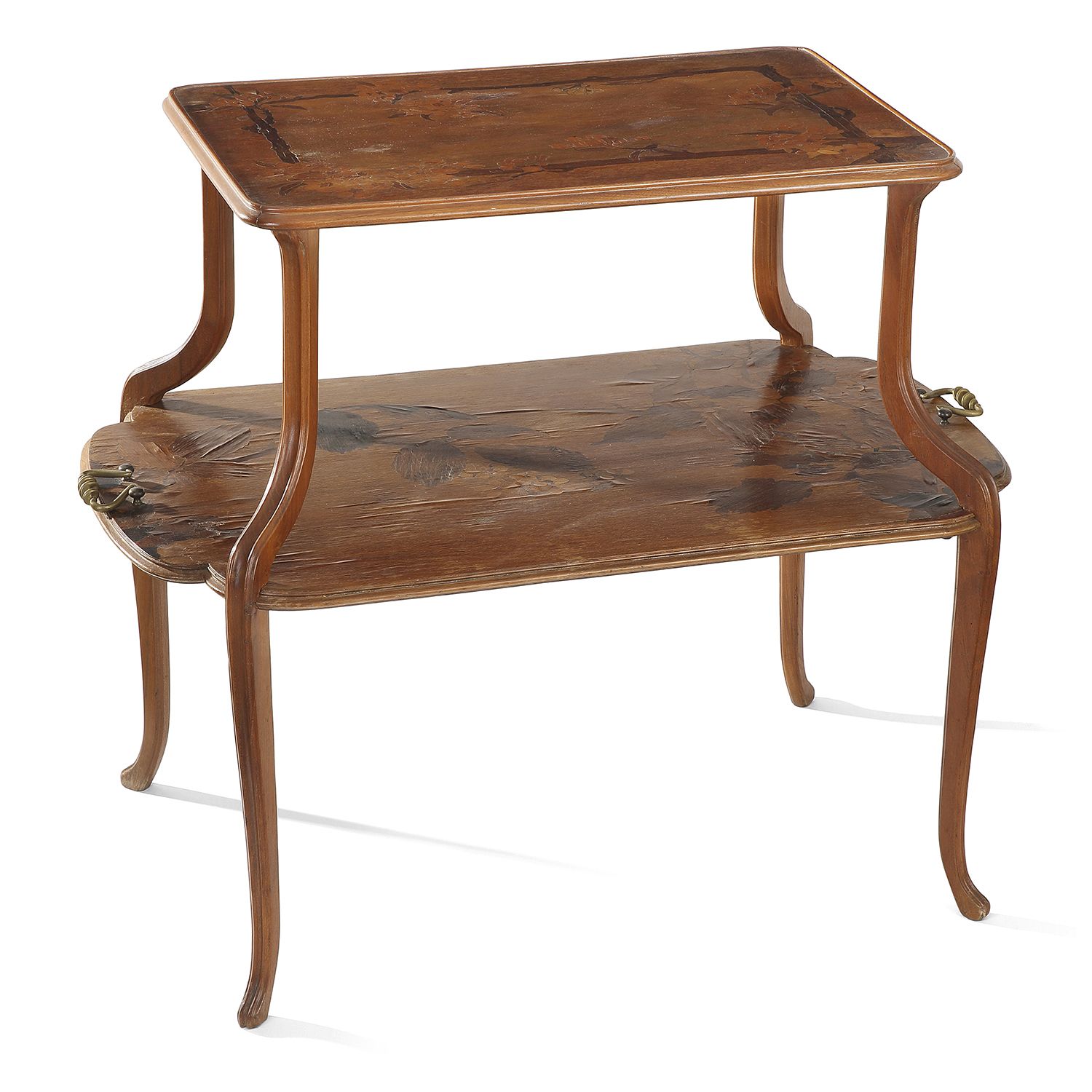 Null 路易斯-马约拉尔(1859-1926)

有两个托盘的茶桌，雕刻的胡桃木植物底座，上层托盘镶嵌有苹果树枝的装饰，下层托盘有花枝的装饰，鎏金铜植物把手。&hellip;