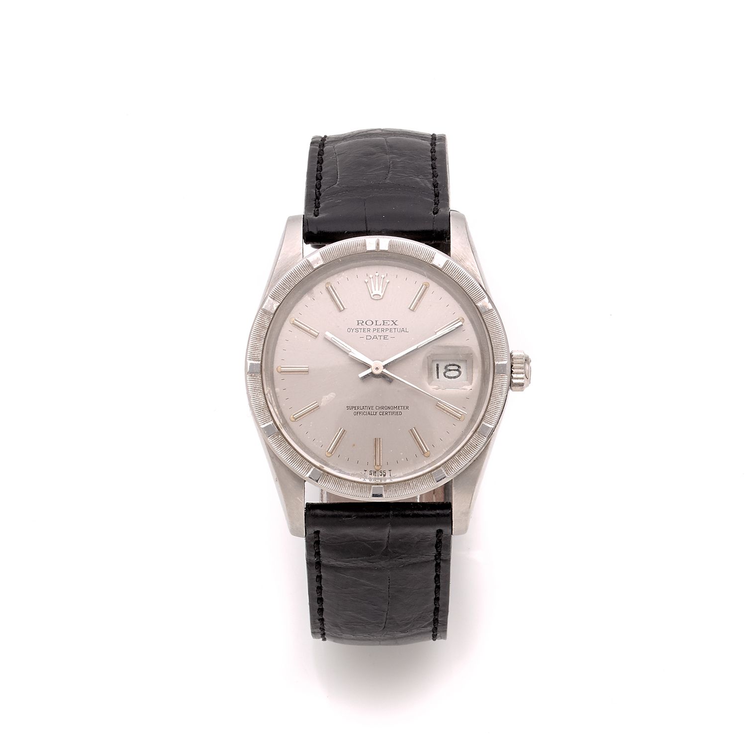 Null ROLEX

DATE. REF. 15010.

CIRCA 1982

Steel bracelet watch on leather.

CAS&hellip;