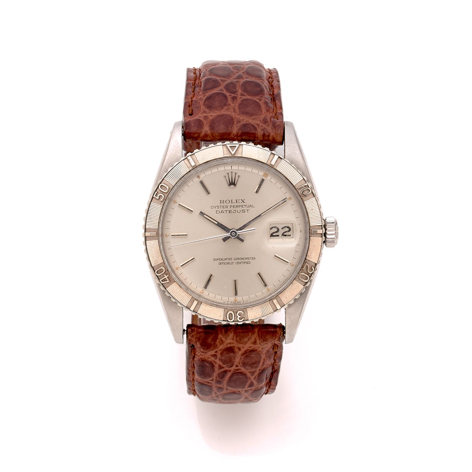 Null ROLEX

DATEJUST TURN-O-GRAPH. REF. 6609

UM 1958

Armbanduhr aus Stahl auf &hellip;