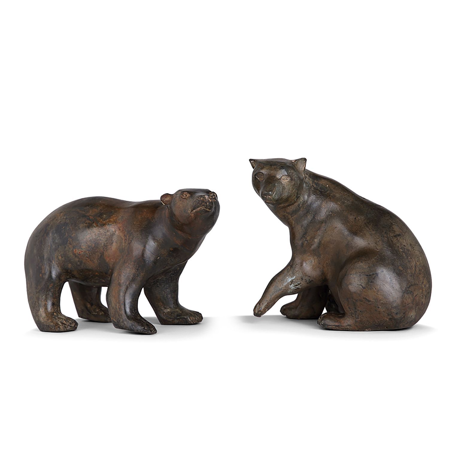Null 皮埃尔-谢内（20-19世纪）

一对两熊

带有棕色和赭石色铜锈的青铜器

一件有签名并盖有铸造厂标记

带有棕色和赭石色铜锈的青铜器；其中一件有签&hellip;