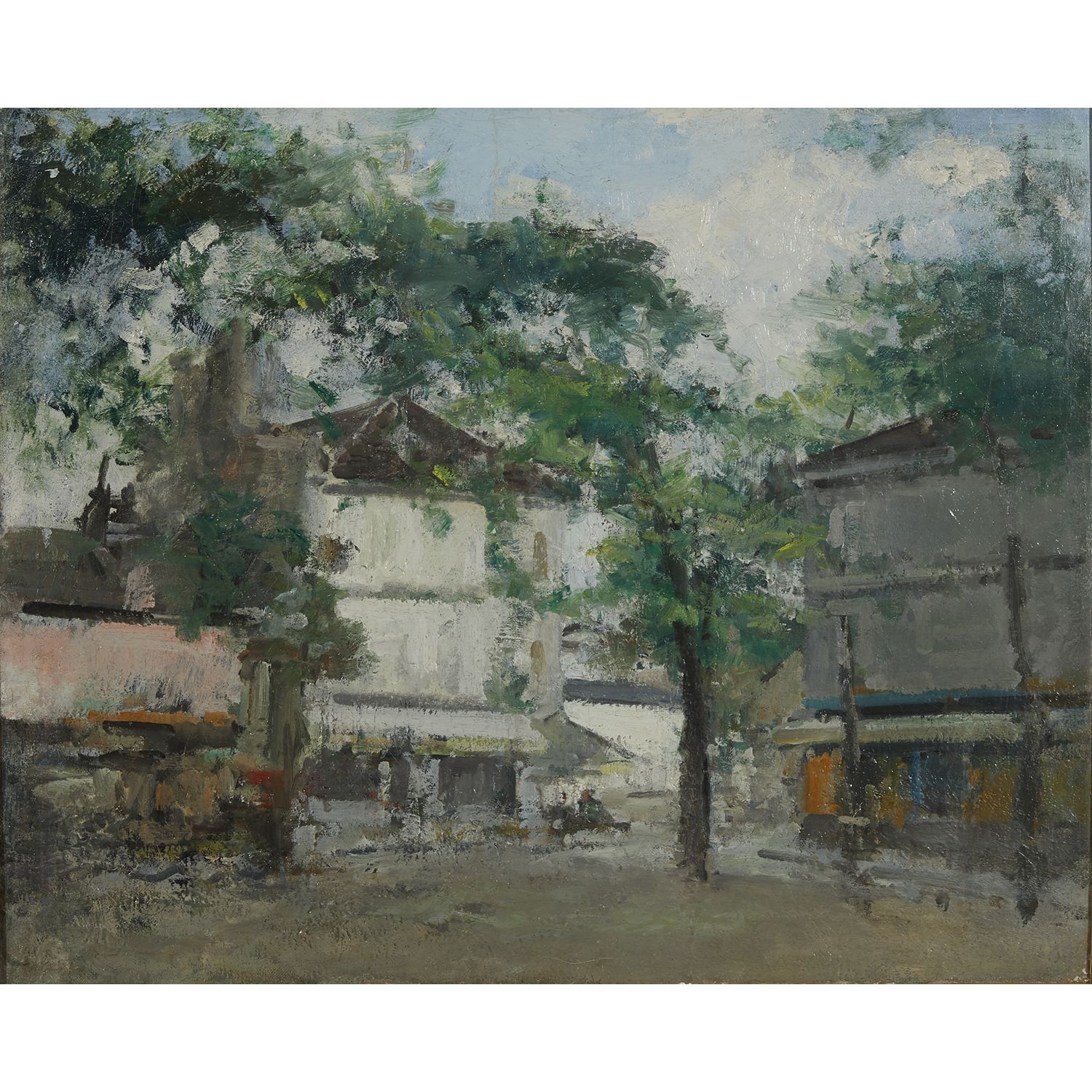 Null 皮埃尔-雅克-佩利蒂埃(1867-1931)

蒙马特春天的Tertre广场，1922年

布面油画

左下角有签名痕迹

布面油画；左下方有签名的痕&hellip;
