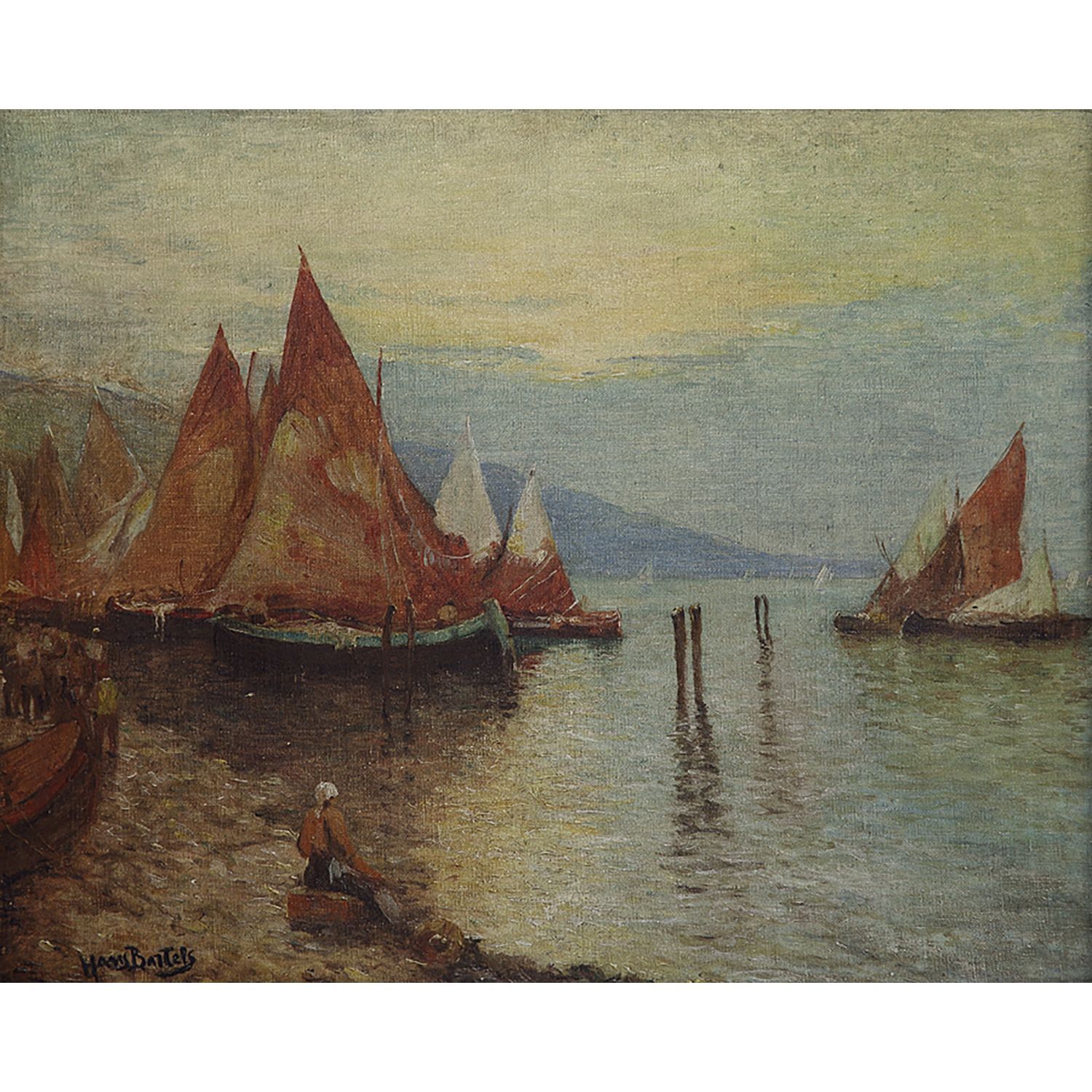 Null HANS VON BARTELS (1856-1913) 

SAILBOATS IN THE HARBOR 

Oil on canvas 

Si&hellip;