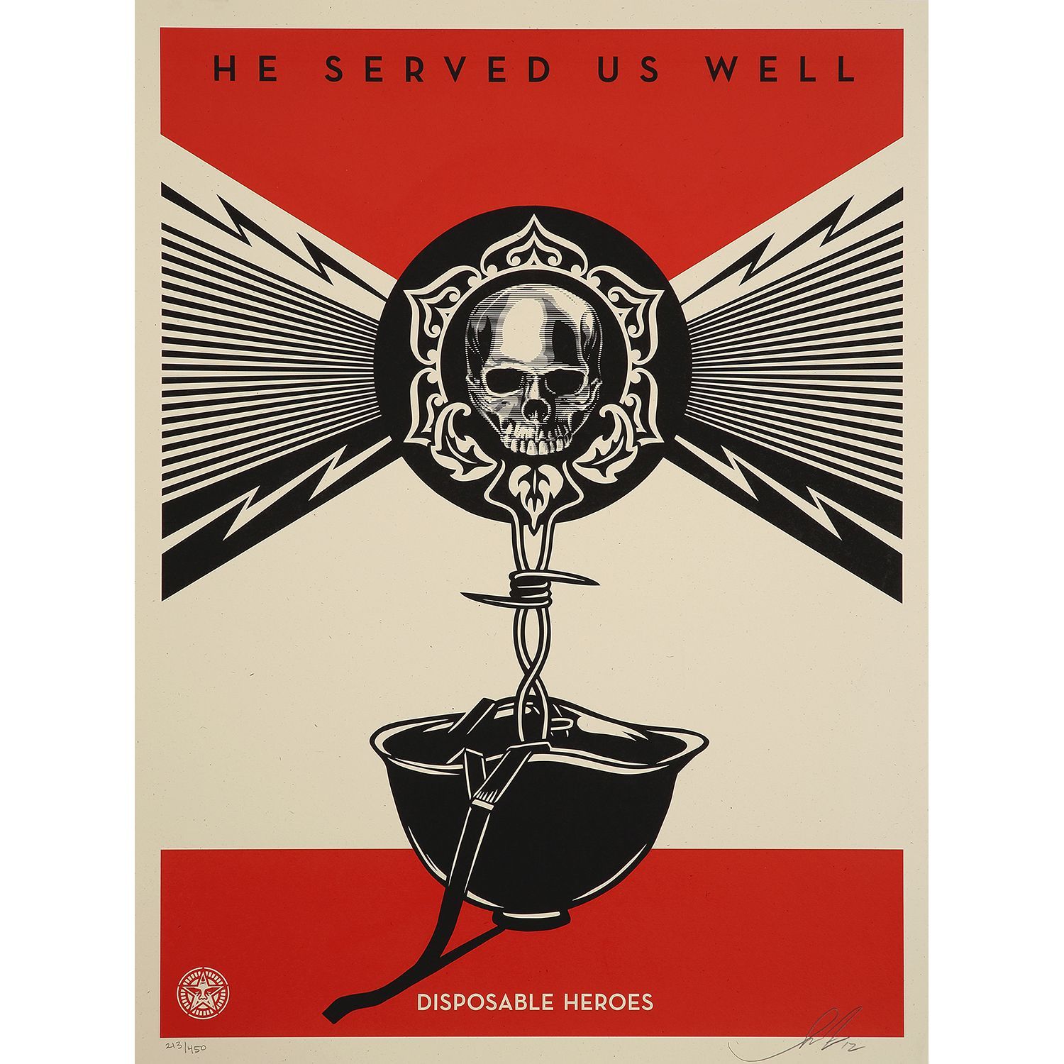 Null SHEPARD FAIREY (born 1970)

DISPOSABLE HEROES, 2012

Silkscreen on paper

S&hellip;