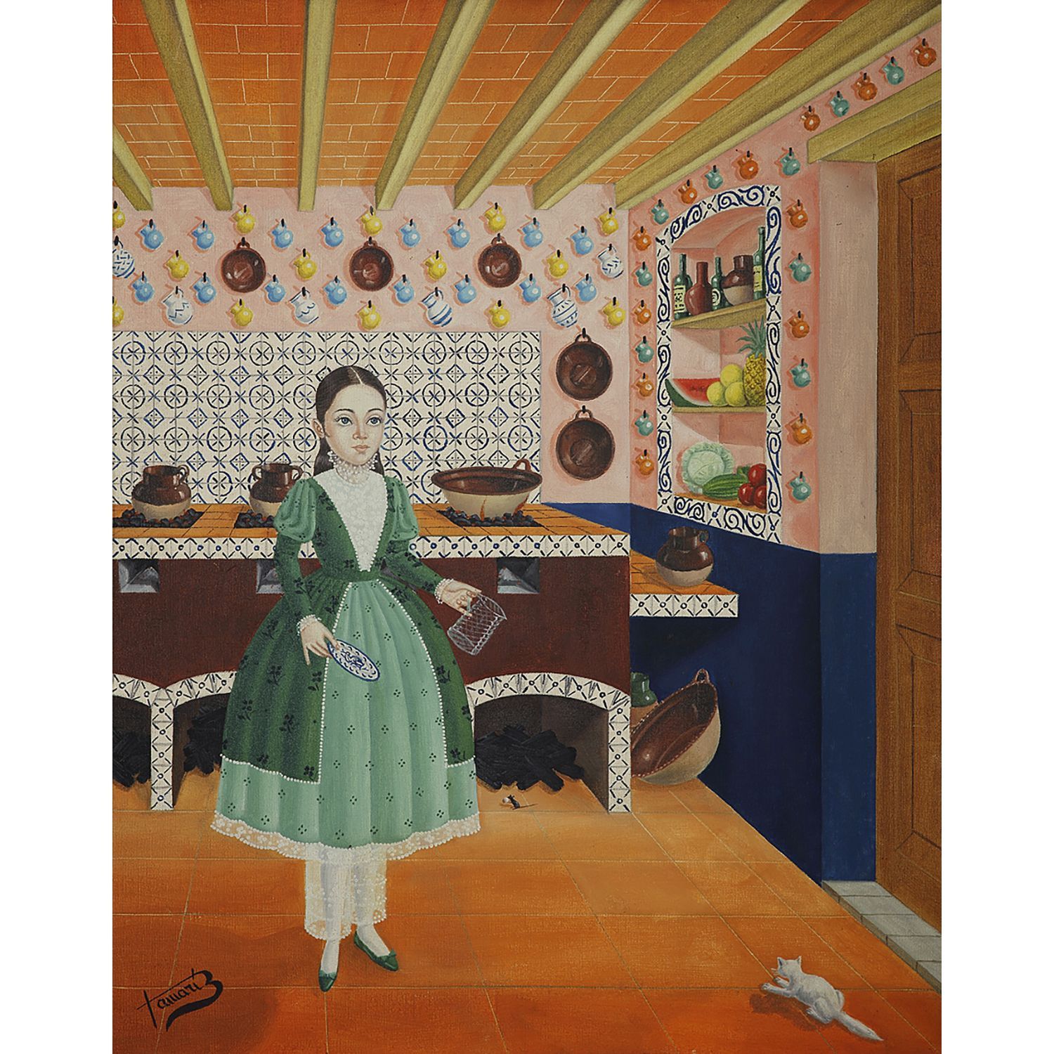 Null EDUARDO TAMARIZ (born 1945) 

MEXICAN GIRL IN HER KITCHEN 

Oil on canvas 
&hellip;