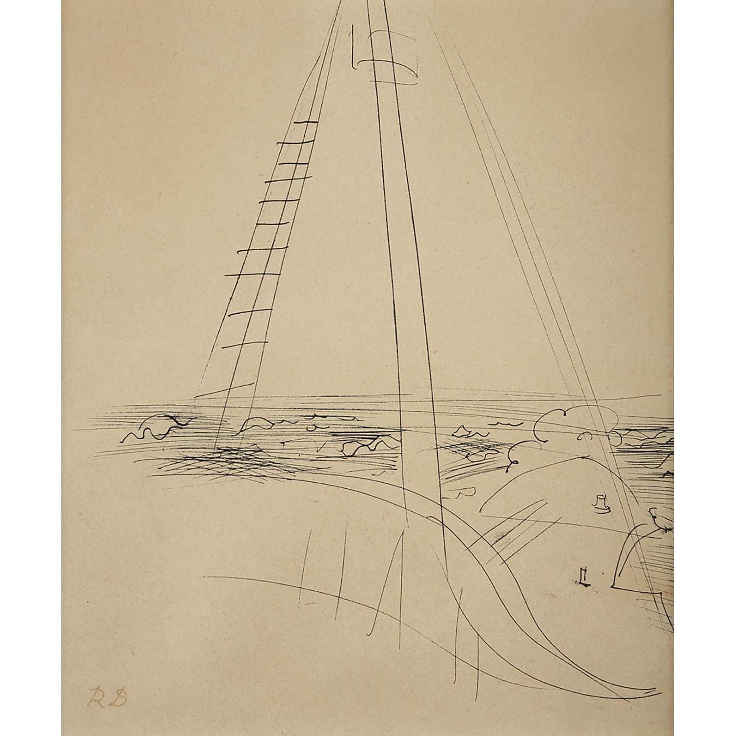 Null RAOUL DUFY (1877-1953) 

LE QUEEN MARY, CIRCA 1937

Crayon sur papier

Sign&hellip;