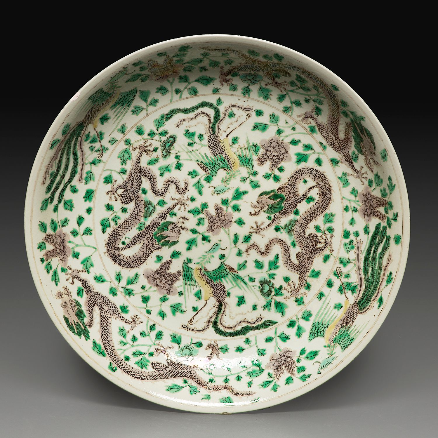 Null 
LARGE ROUND DISH

in porcelain and polychrome enamels in the green family &hellip;