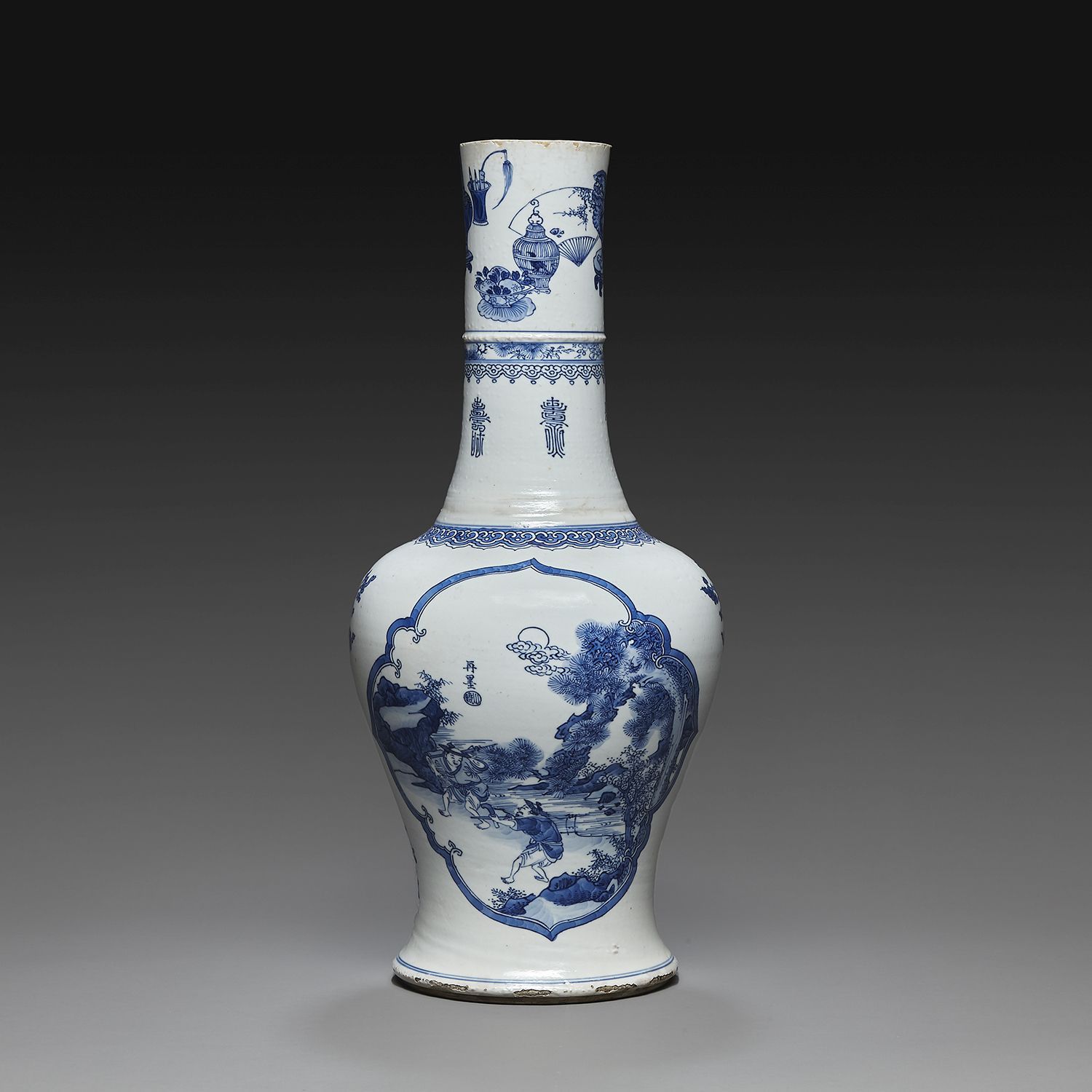 Null A long-necked BALUSTRA vase
in porcelain, decorated in cobalt blue undergla&hellip;