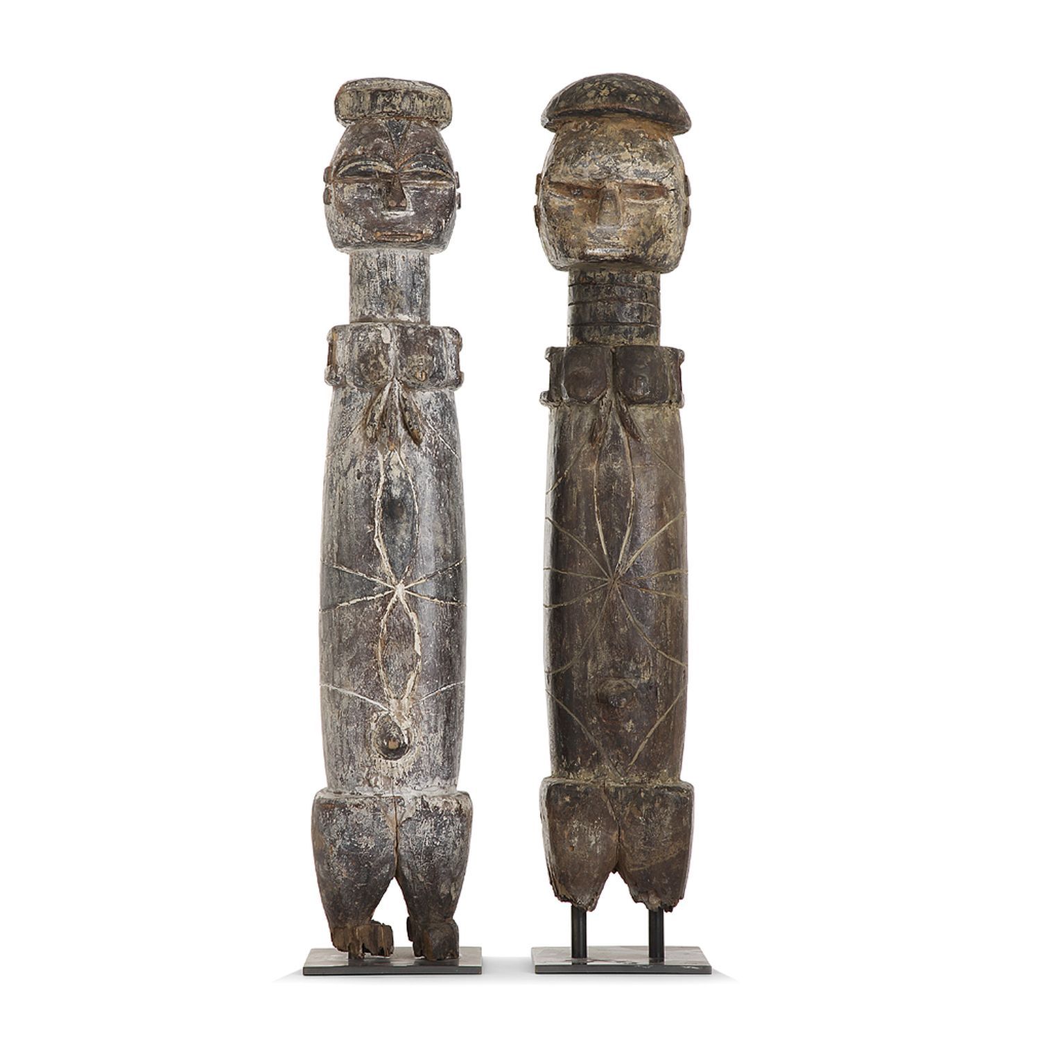 Null PAIR OF IBIBIO PUPPETS, EKET, NIGERIA
wood with crusty patina, pigments 
(M&hellip;