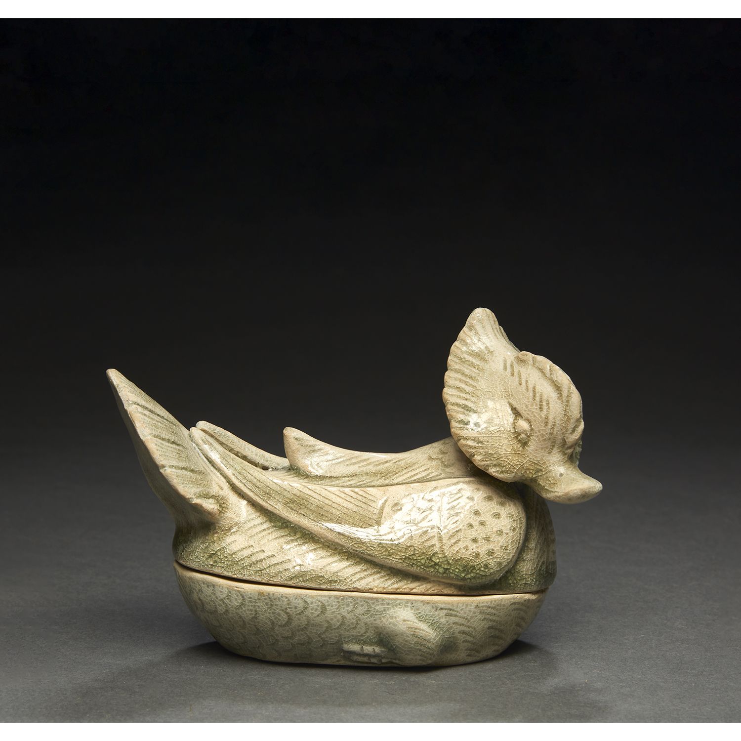 Null BOX IN THE FORM OF A MANDARIN DUCK
in celadon glazed stoneware, representin&hellip;