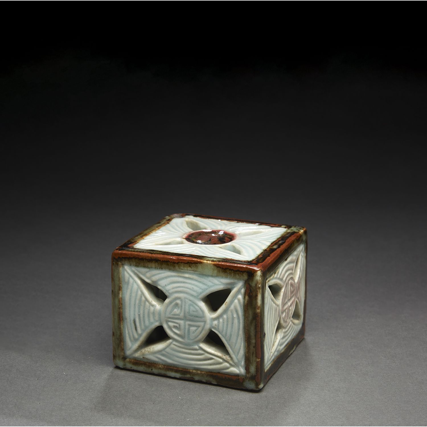 Null DROP COUNTER
in porcelain and celadon and red copper enamels, square in sha&hellip;