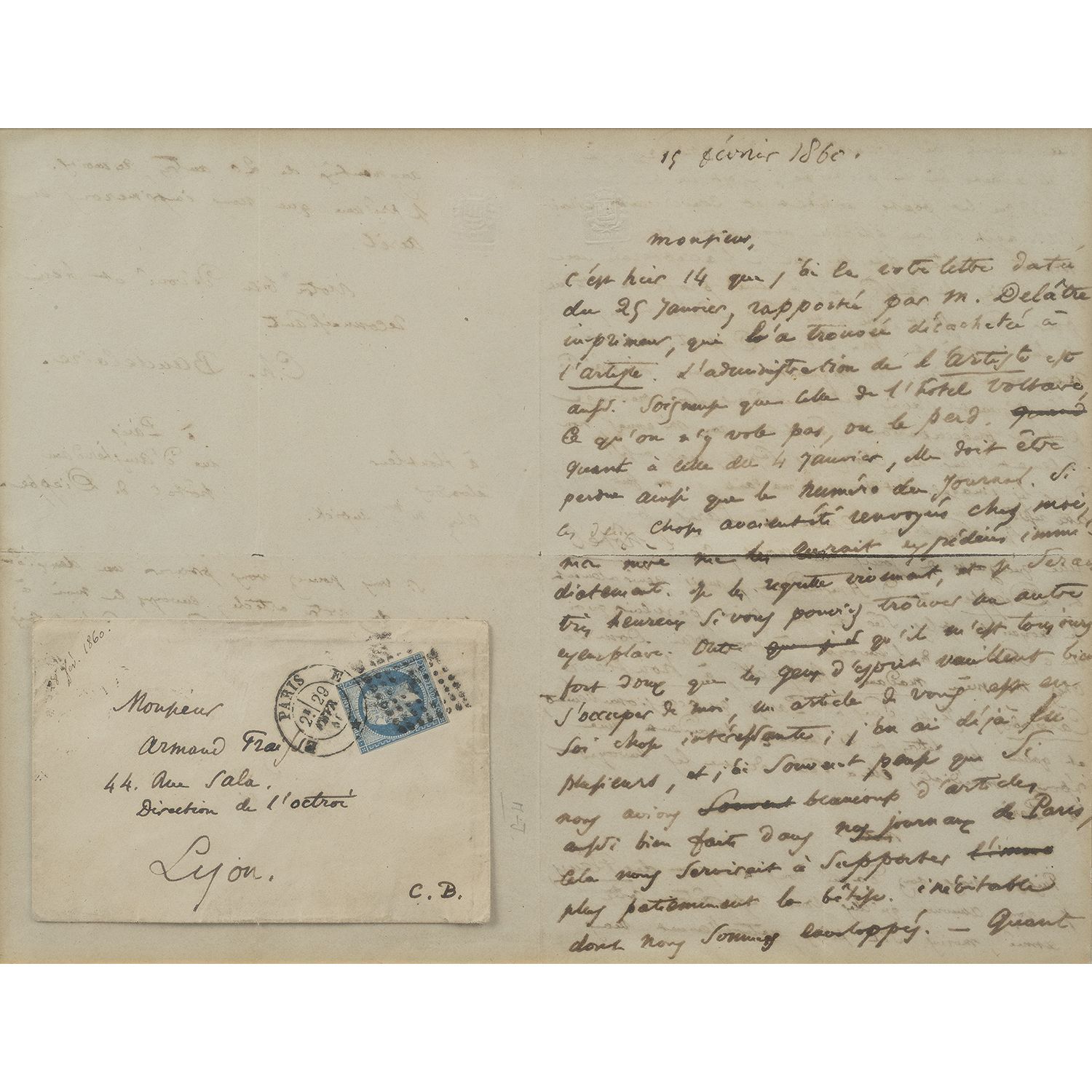 Null [BAUDELAIRE (CHARLES) (1821-1867)]
Autograph letter signed by Charles Baude&hellip;