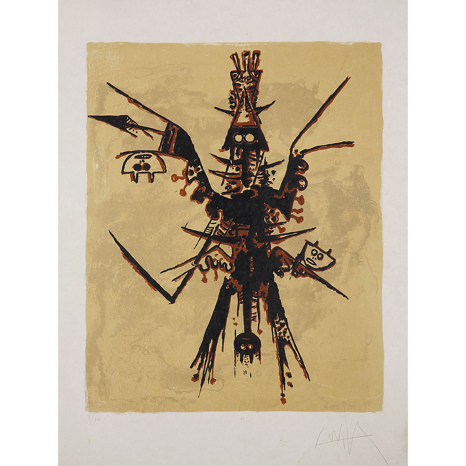 WIFREDO LAM (1902-1982) WIFREDO LAM (1902-1982)
ÉLOGE RUPESTRE DE MIRÓ, 1973
Far&hellip;