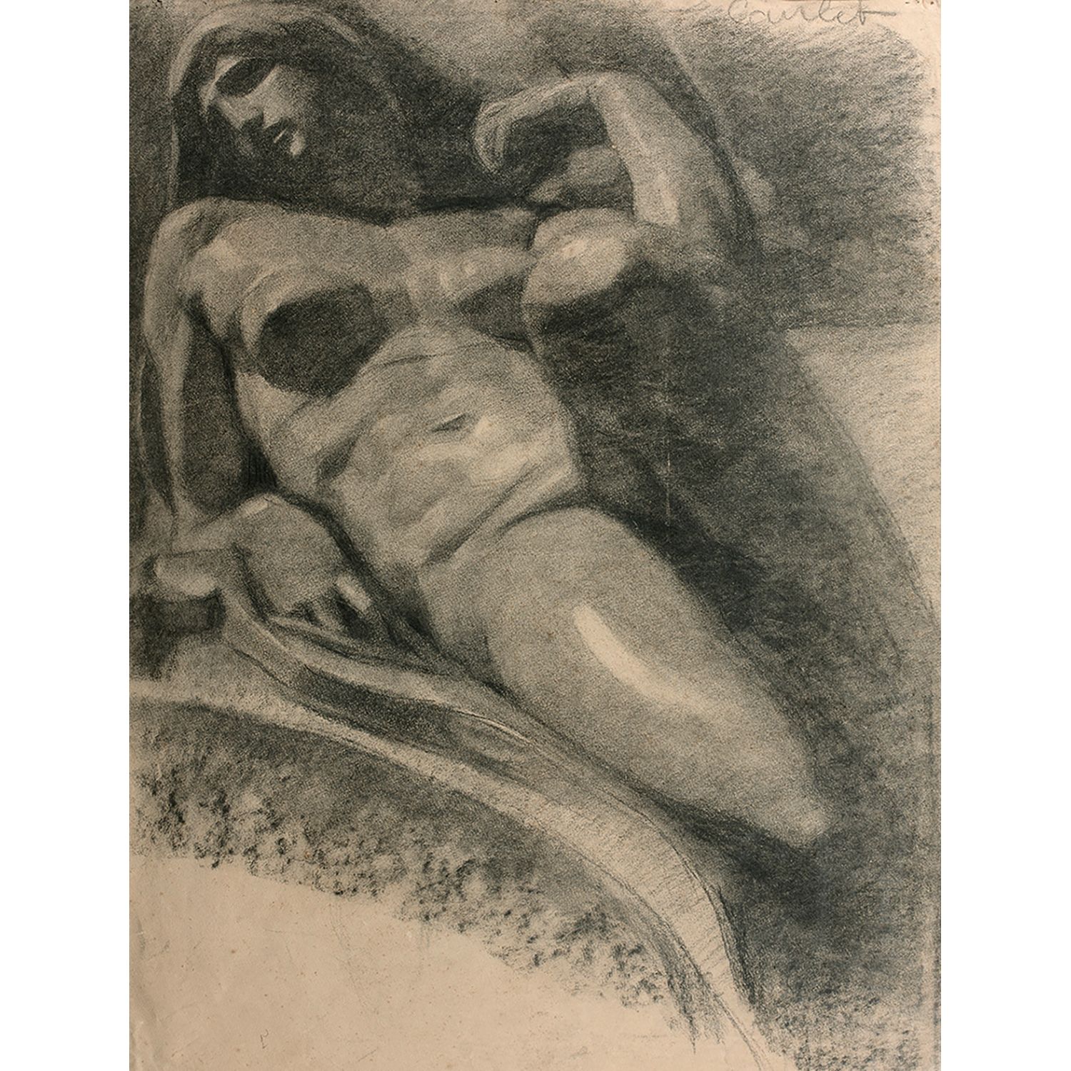 Null ATTRIBUTED TO GUSTAVE COURBET STUDY OF THE FIGURE OF AURORA FROM THE TOMB O&hellip;