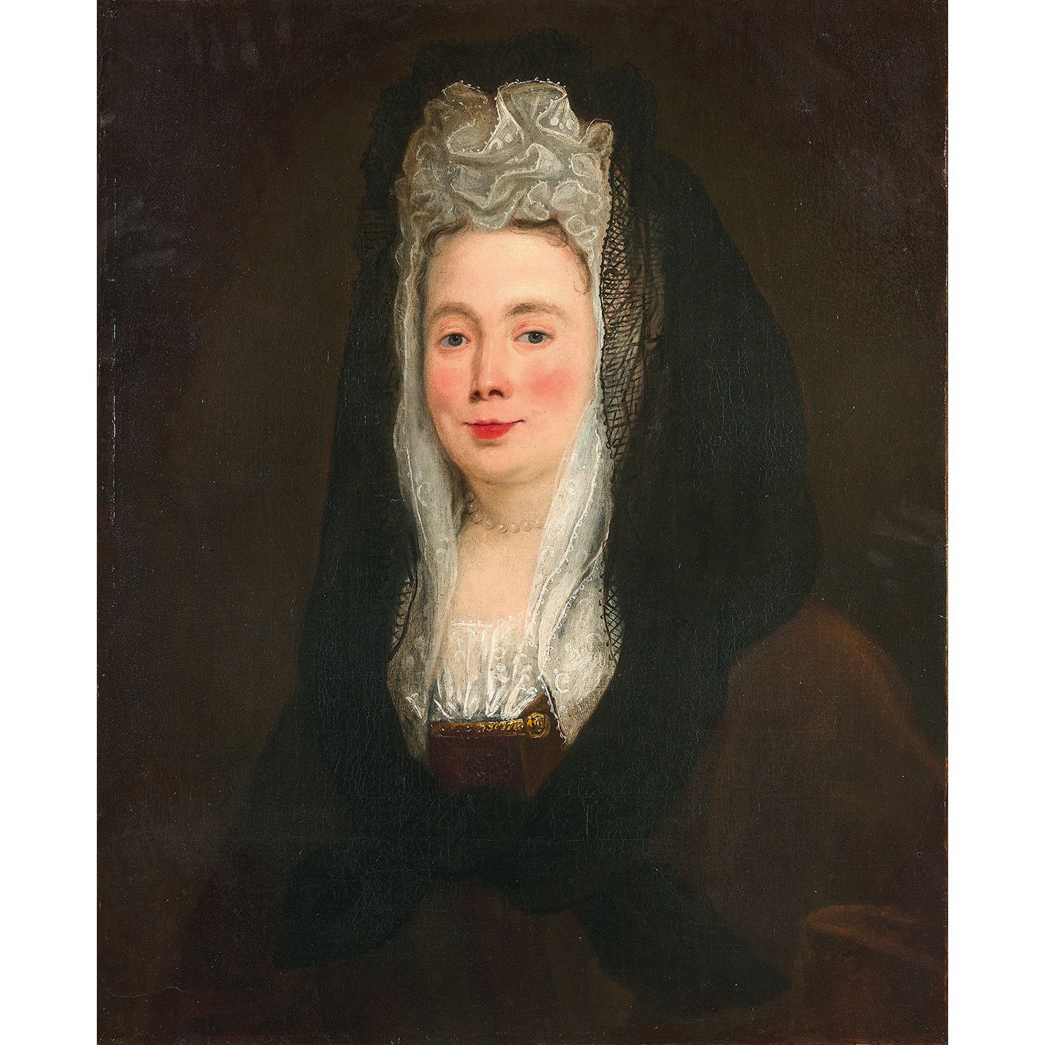 Null 法国学校约1700年
戴着蕾丝头饰的女人肖像
长方形画布，以前是椭圆形的
无框架
旧的修复
法国学校约1700年，戴着花边头饰的女士肖像，长方形帆布，&hellip;