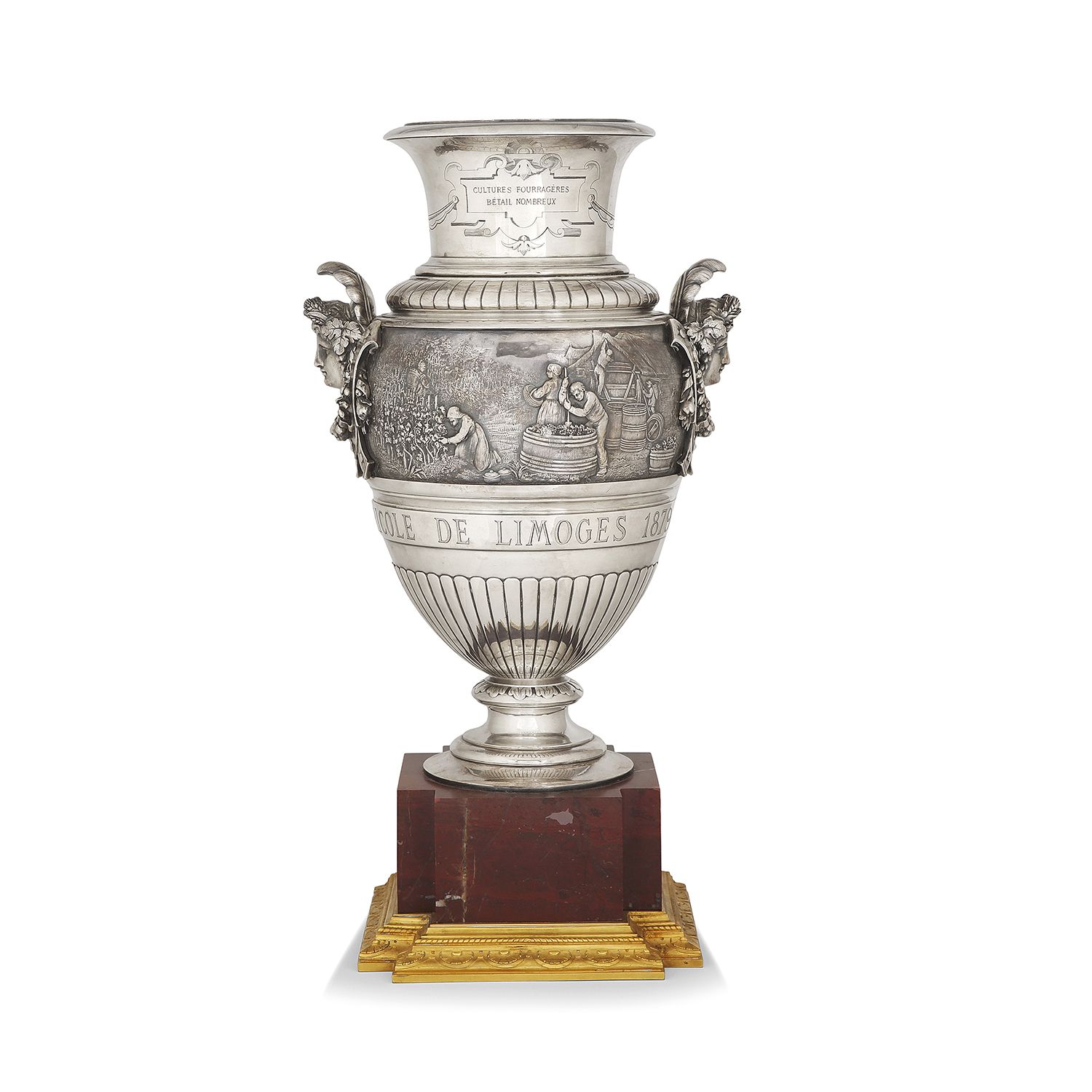 Null CHRISTOFLE CUP, "LABOURING AND HARVESTING", 1879 silvered metal, gilt bronz&hellip;