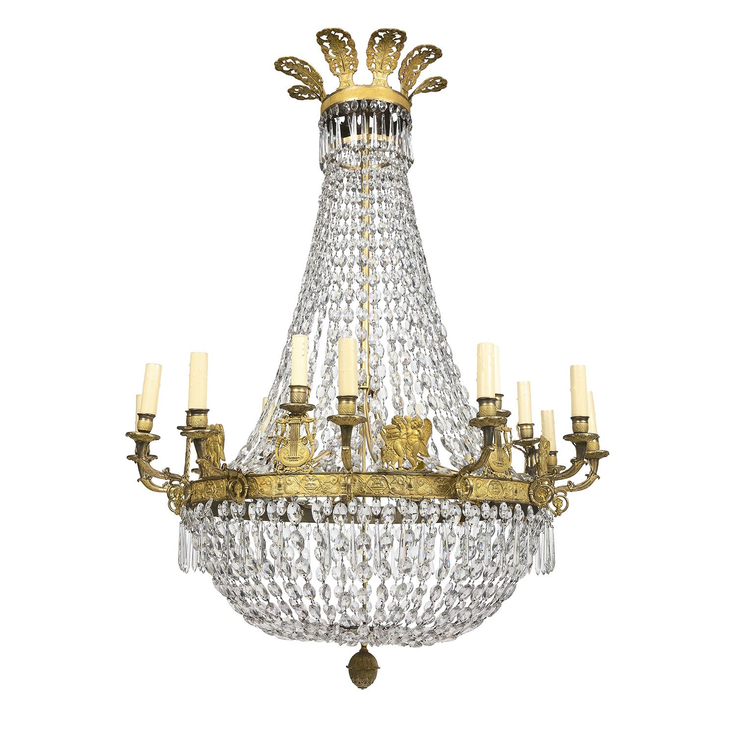 Null BASKET CHANDELIER, EMPIRE PERIOD
in gilded and chased bronze; composed of a&hellip;