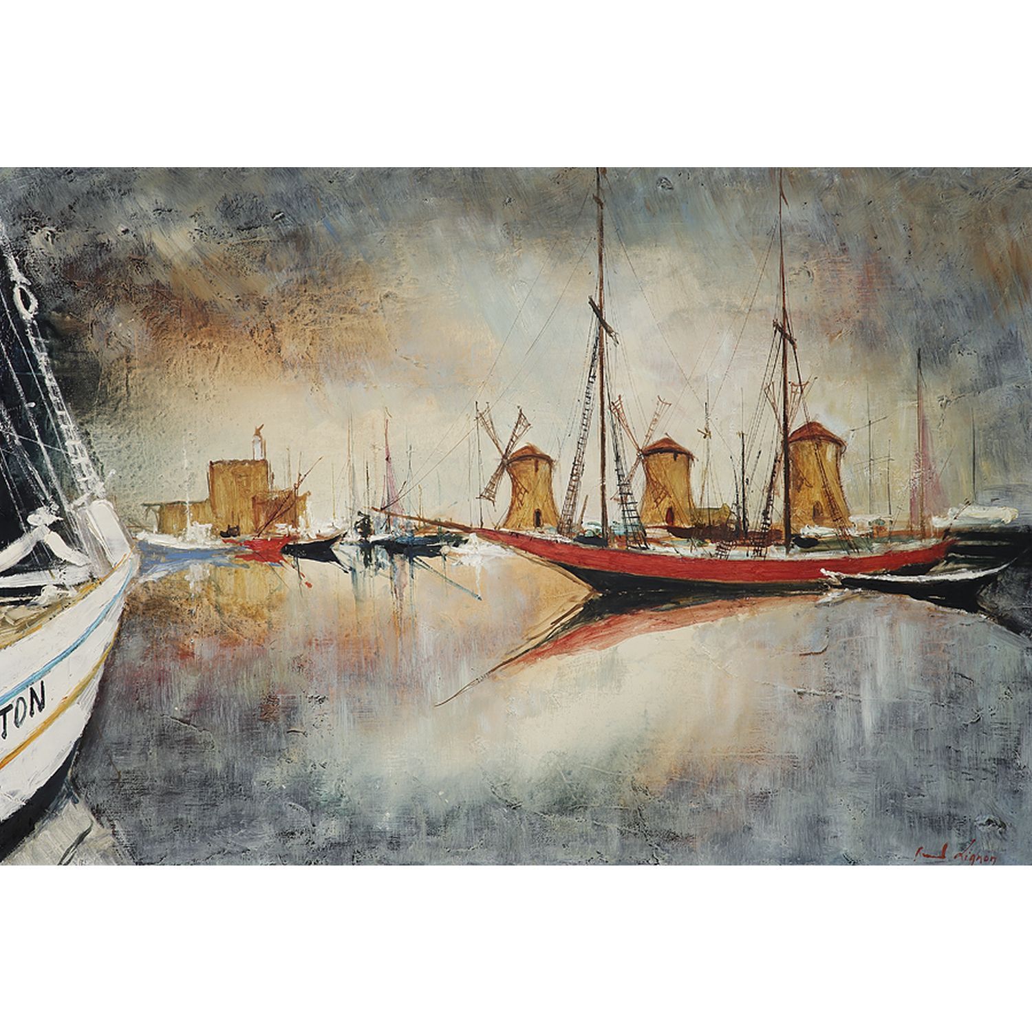 BERNARD LIGNON (né en 1928) Port
Huile sur toile
Signée en bas à droite
Oil on c&hellip;