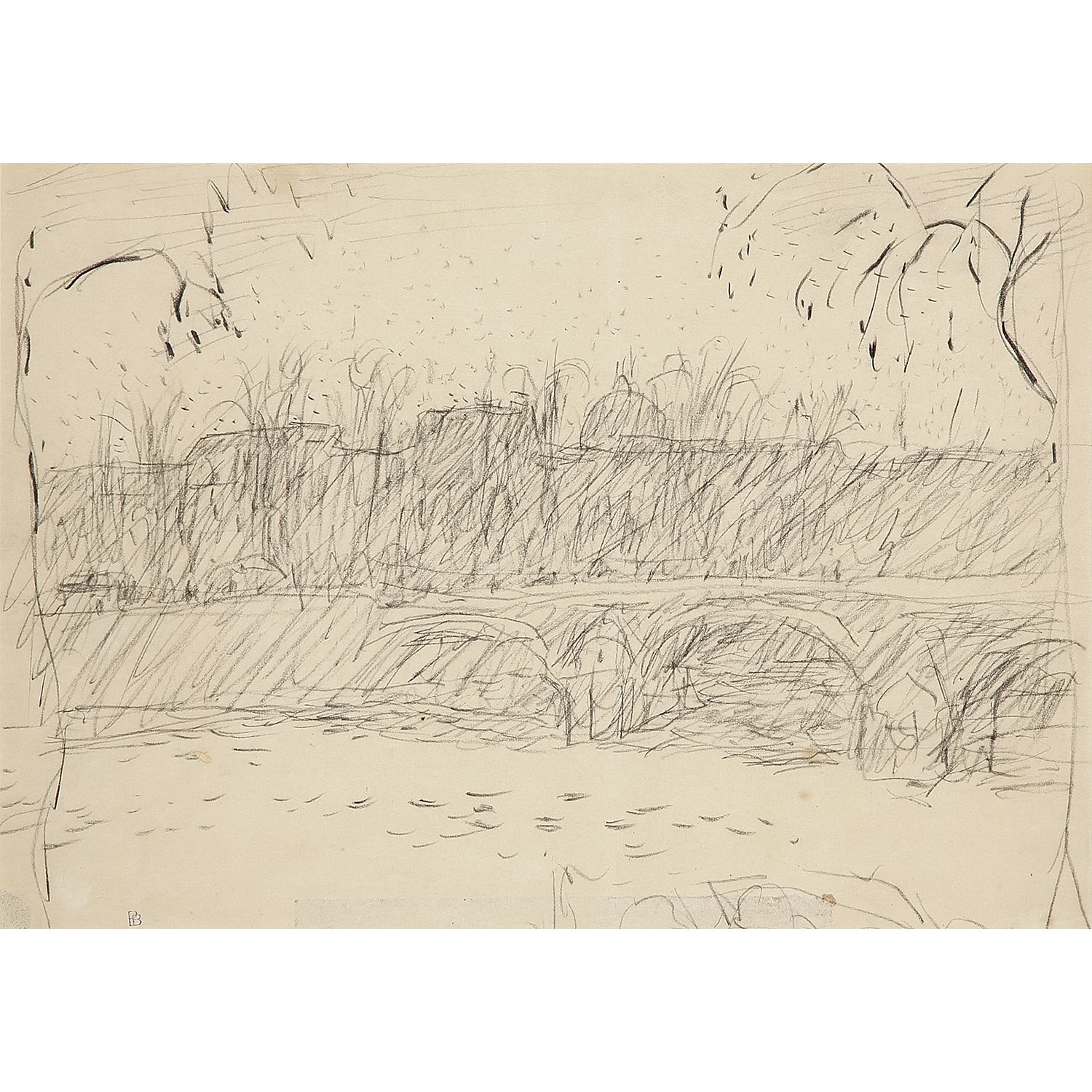 Null 皮埃尔-博纳尔(1867-1947) 
新桥 
纸上木炭 
左下角有艺术家的姓名缩写(L.3888)
纸上炭笔，左下角盖有艺术家姓名的缩写(L.388&hellip;