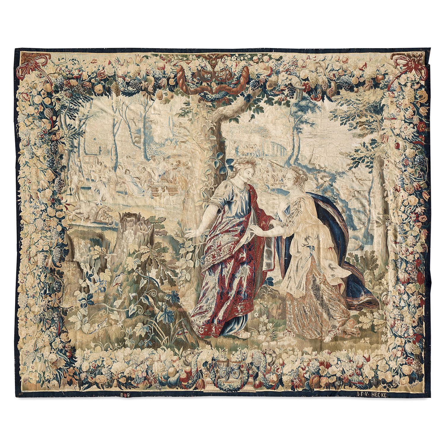 Null 挂毯，羊毛和丝绸，有银线亮点，布鲁塞尔，Jean-François van den hecke工作室，约1670年
来自四季挂毯，春天或Ceres和P&hellip;