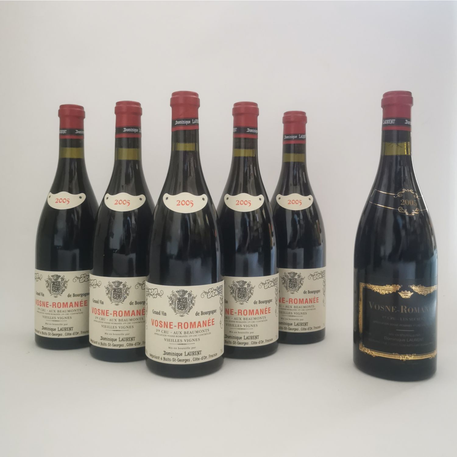 Null Ensemble de 6 bouteilles 5 bouteilles VOSNE-ROMANEE, Les Beaumonts, Vieille&hellip;