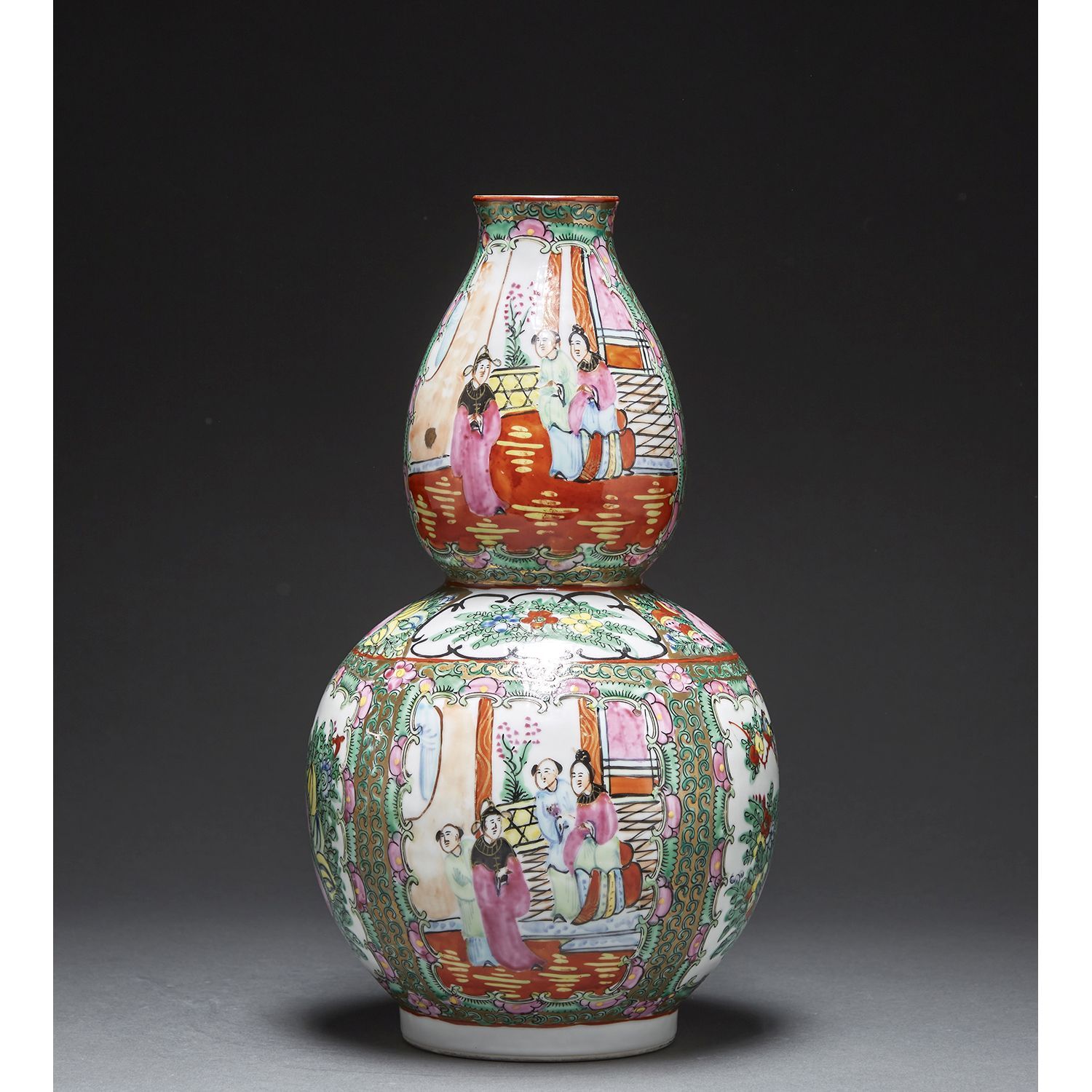 Null VASE OF FORM COLOQUINTE
in porcelain, polychrome enamels in the style of th&hellip;