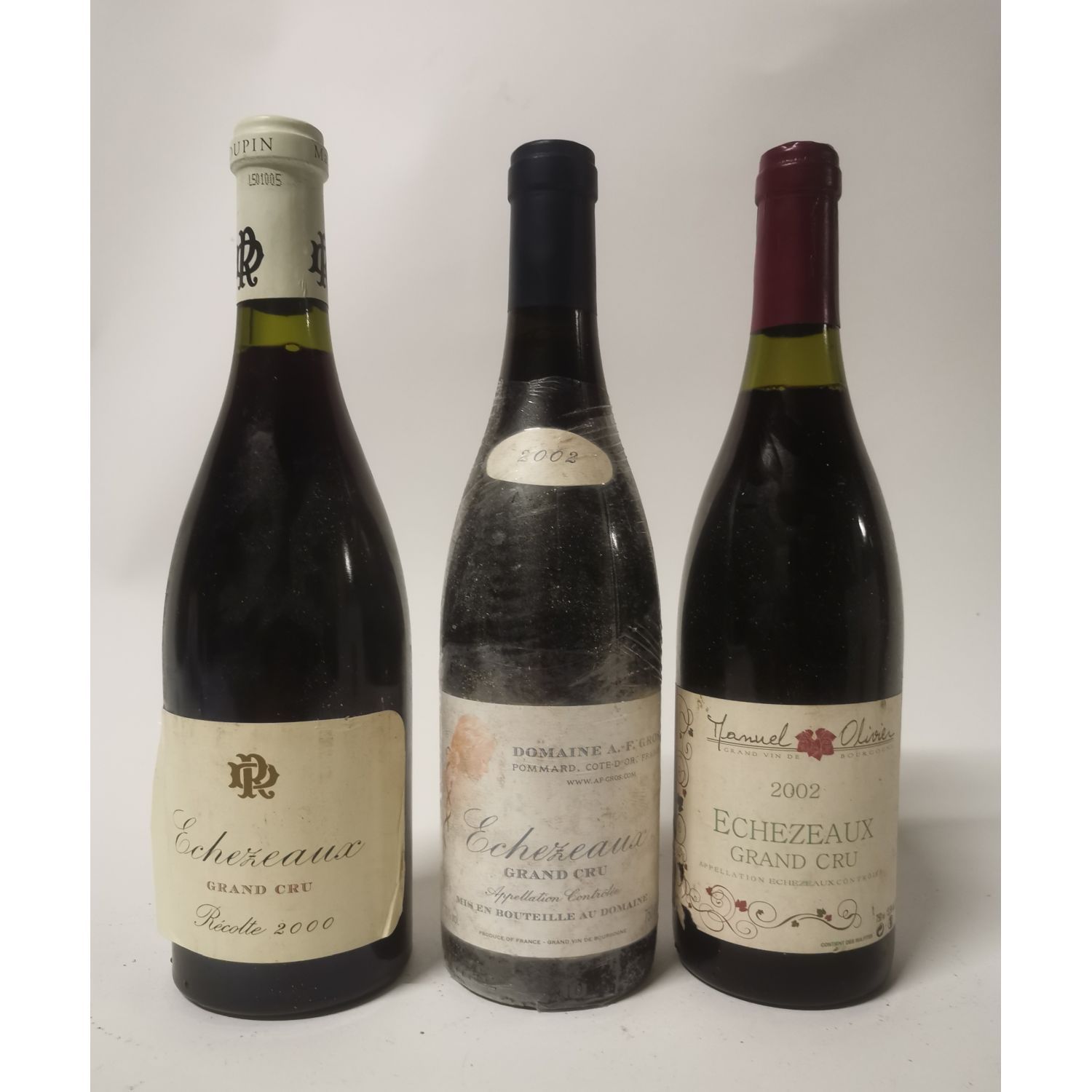Null Set of 3 bottles 1 bottle ECHEZEAUX, Grand cru Marc Rougeot-Dupin 2000 1 bo&hellip;