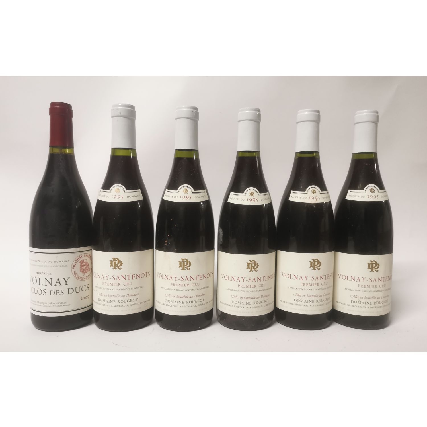 Null Set von 6 Flaschen 5 Flaschen VOLNAY, 1° cru Santenots, Domaine Rougeot 199&hellip;