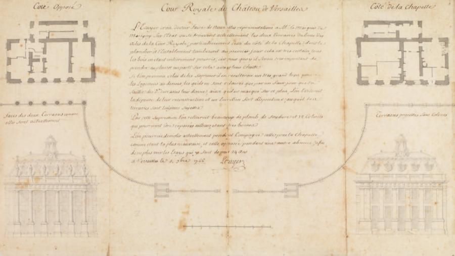 [Versailles] Manuscrit. Plan et élévation de la Cour Royale. Versailles, 7 septe&hellip;