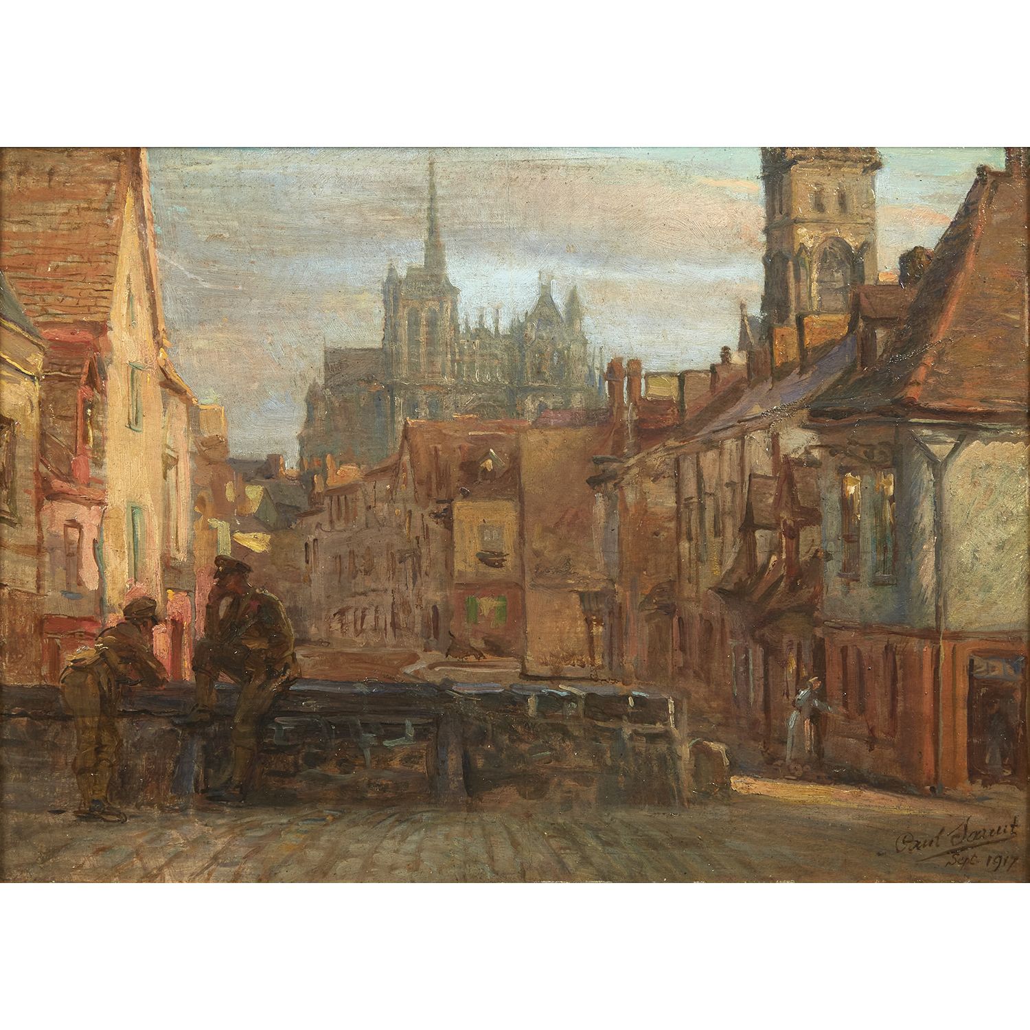 Null PAUL SARRUT (1882-1969)
SOLDIERS IN FRONT OF AMIENS CATHEDRAL
Oil on panel
&hellip;