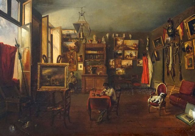 Null MÉRY, A. (actif XIXe)

"Artist's studio with his collections"

Huile sur to&hellip;
