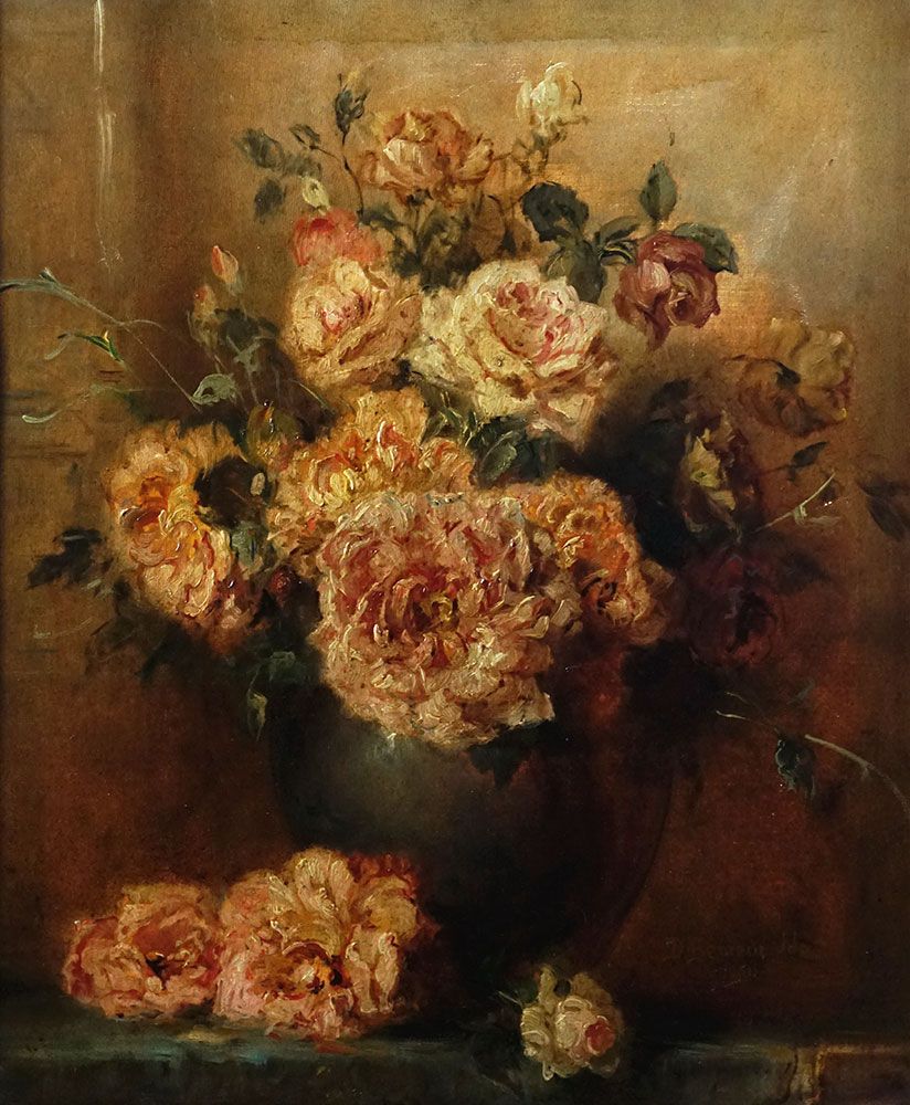 Null 伊达-多兰伊-本茨（DOLANYI BENCZÚR）（1876-1970）。

玫瑰和牡丹花束的静物画

布面油画

右下方有签名和日期：D.Benc&hellip;