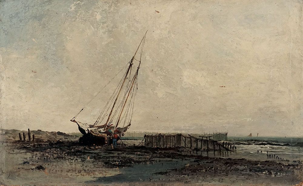 Null HAMMOND, John A. (1843-1939)
Sans titre - Bateau de pêche, marée basse
Huil&hellip;