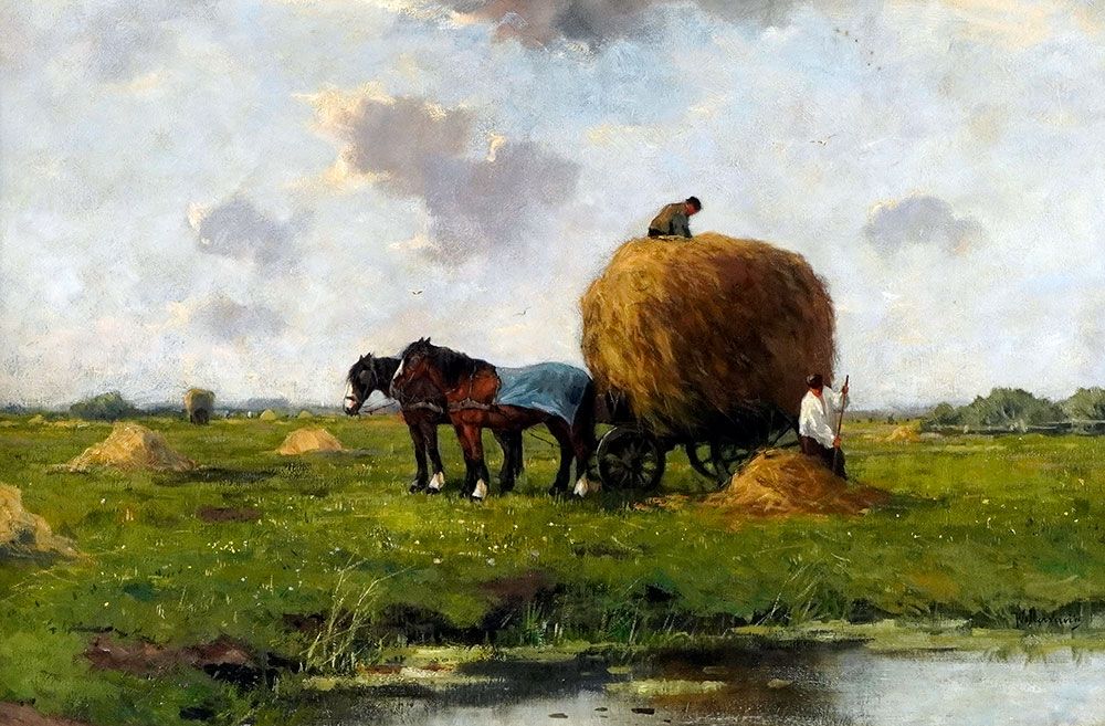 Null SCHERREWITZ, Johan Frederik Cornelius (1868-1951)
牧草收割
布面油画
右下方有签名：J Scherr&hellip;