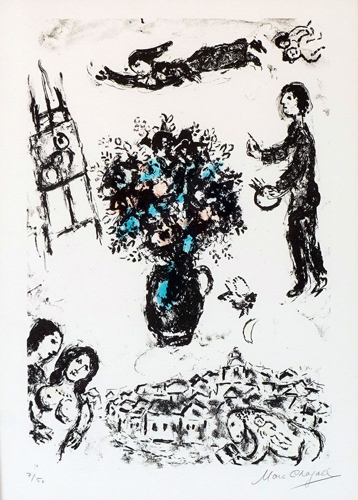 Null 马克-夏加尔 (1887-1985)
"镇上的花束" (1983)
石版画
右下方有签名：马克-夏加尔
左下角编号：7/50

出处。
蒙特利尔M.A&hellip;