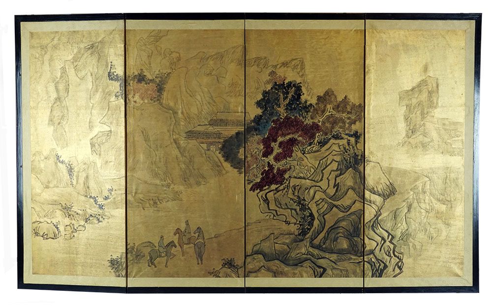Null JAPON / 日本 



日本风格的屏风用镀金来加强。我们看到在一条河边的骑士。20世纪初。 



152 x 90,5厘米或59 7/8 x &hellip;