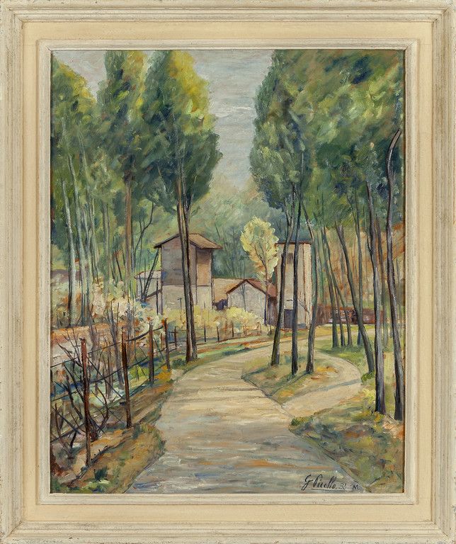 PICOLLO GIACOMO GIACOMO PICOLLO (1905-1983) 
Landschaft der Lombardei
Öl auf Pla&hellip;
