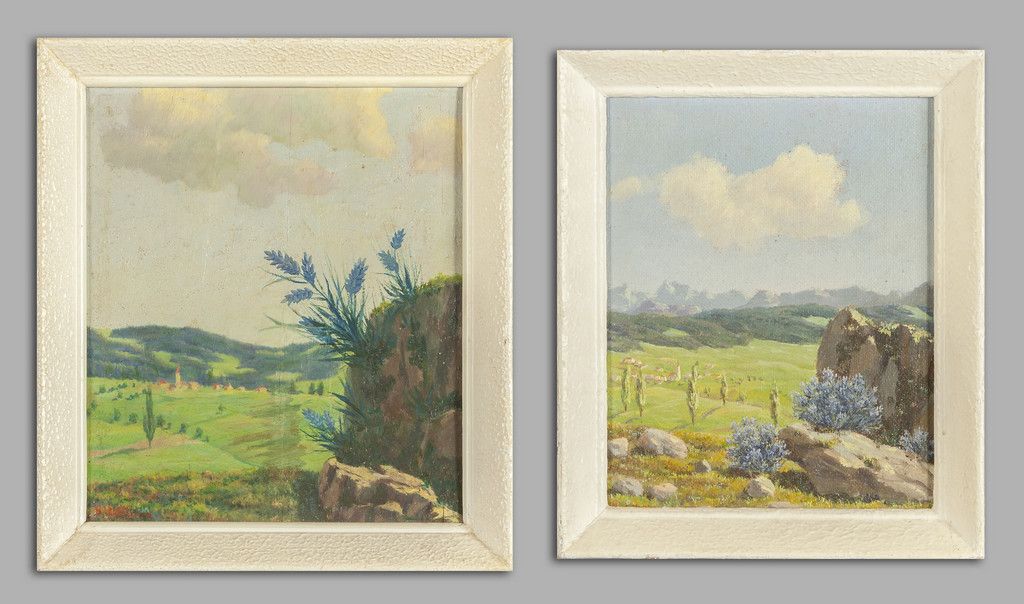 SANTAGIUSTINA UMBERTO SANTAGIUSTINA UMBERTO (1900-) 
Paesaggi
due olii su tavole&hellip;