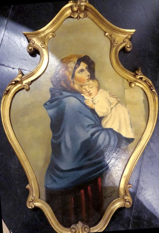 TINELLI E. TINELLI E. (-) 
Madonna and Child
oil on shaped cardboard cm.43x66
f.&hellip;