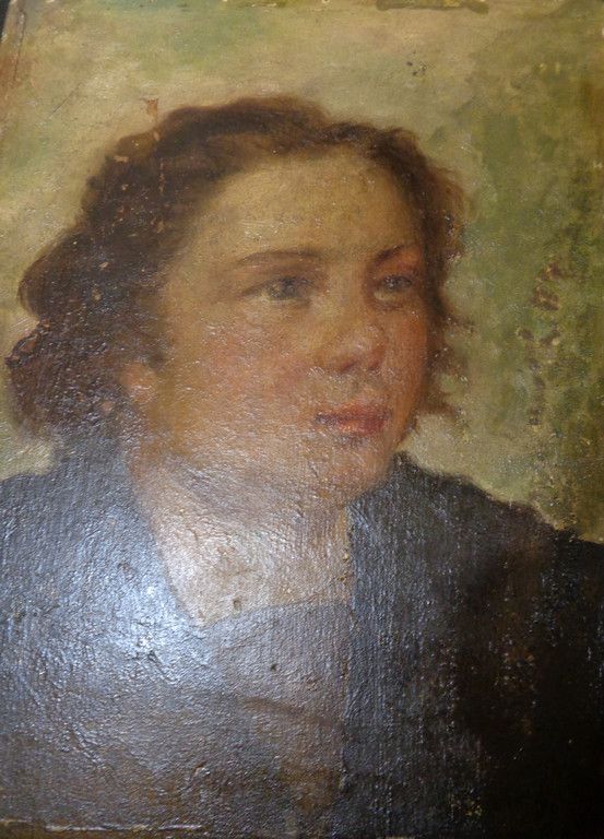 DIPINTO 年轻的平民 "面板上的油画 十九世纪
厘米，16 5x22
