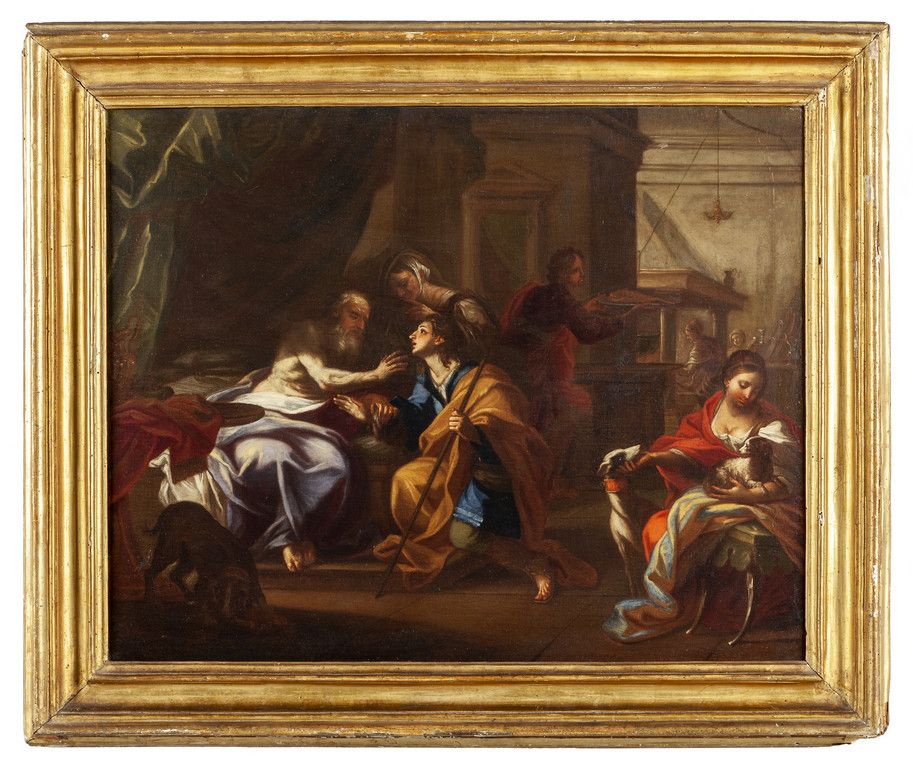 Scuola napoletana sec.XVII "Scena biblica" olio, École napolitaine XVIIe siècle &hellip;