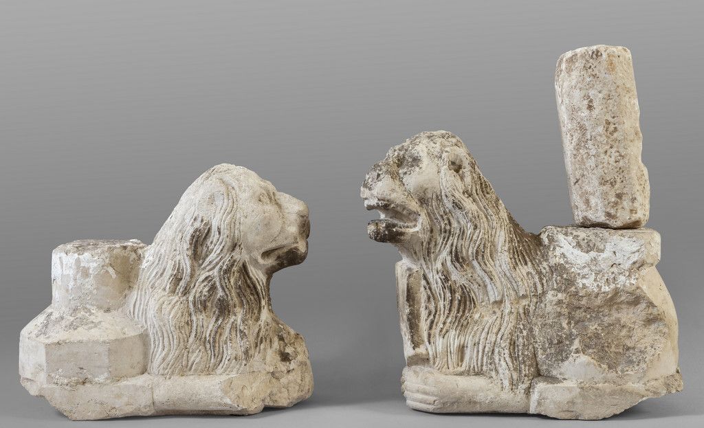 Coppia di leoni stilofori in pietra, Paire de lions en pierre, XIIIe siècle
cm. &hellip;