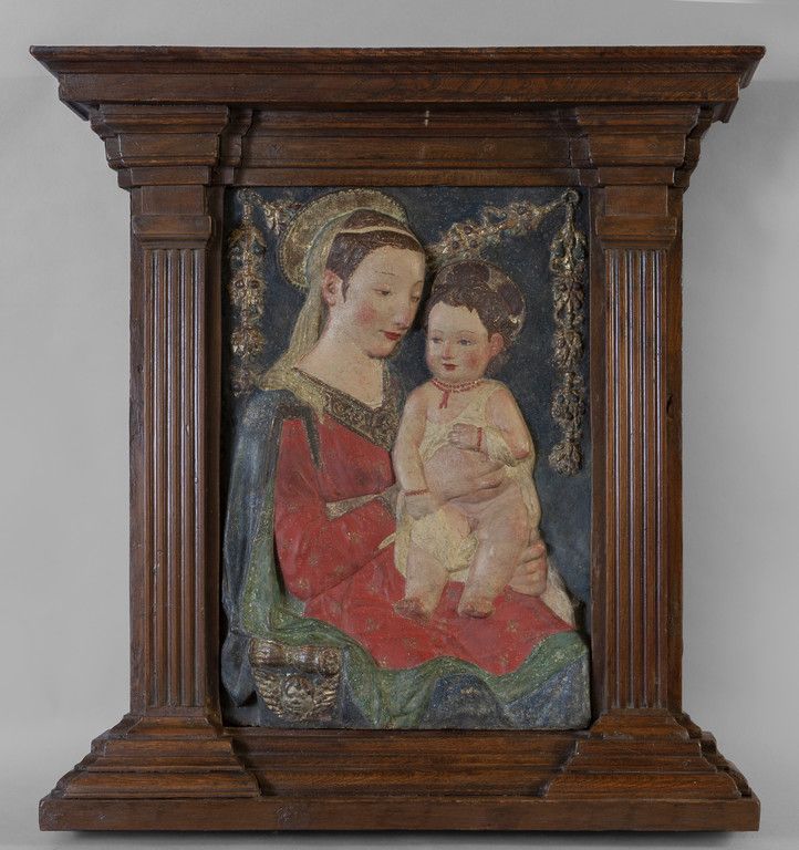 Madonna con Bambino, terracotta policroma, 圣母与儿童，多色赤土，托斯卡纳 16世纪，非古董Tempietto框架
厘&hellip;