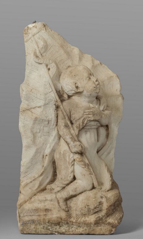 San Giovannino, frammento di scultura in marmo 施洗者圣约翰，雕像大理石雕塑碎片，17世纪
h.Cm.47