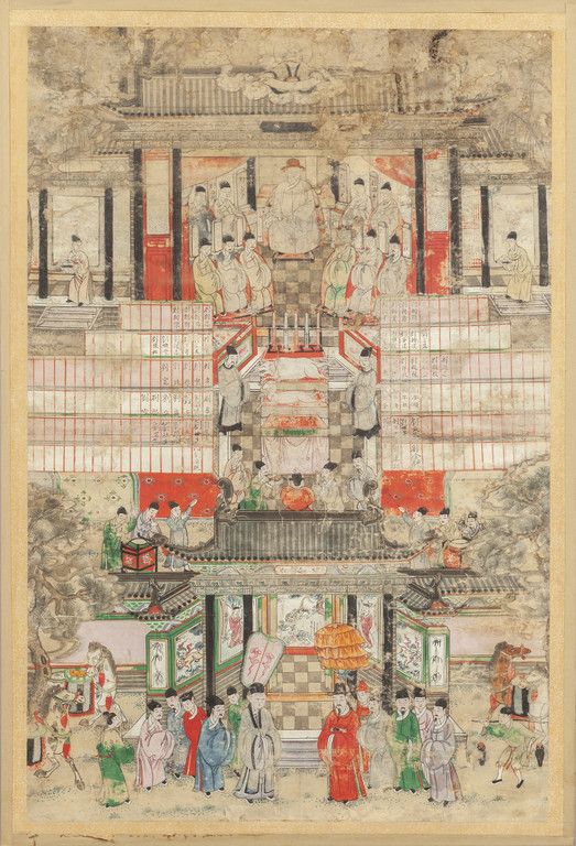 "Scena di vita cinese" tempera su carta di riso, "中国生活场景" 宣纸上的钢笔画，18世纪
cm. 103x1&hellip;