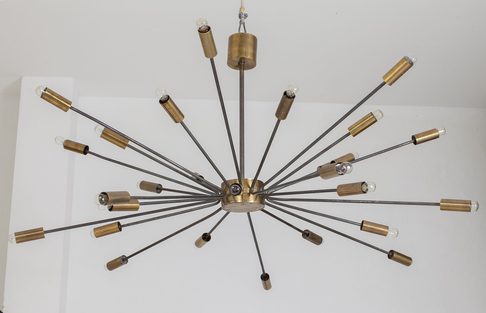 Sarfatti Gino GINO SARFATTI 
A '2003' hanging lamp for ARTELUCE 1939. 
Brass. 
H&hellip;