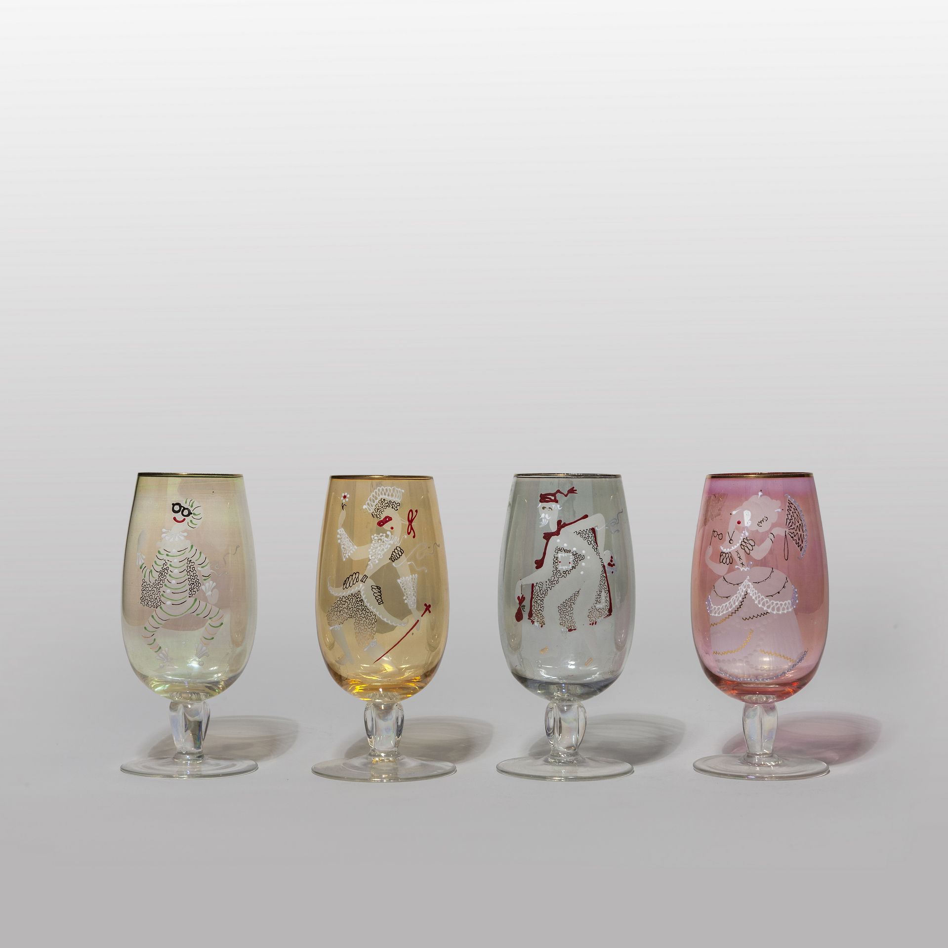 FUGA ANZOLO ANZOLO FUGA
Four crystal goblets decorated with enamels and ground w&hellip;