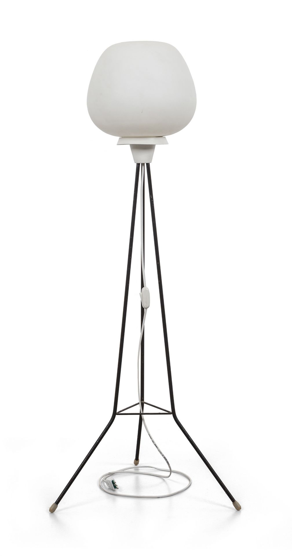 LAMPADA A floor lamp from the '50s. 
Painted steel satin-finish opaline glass. 
&hellip;