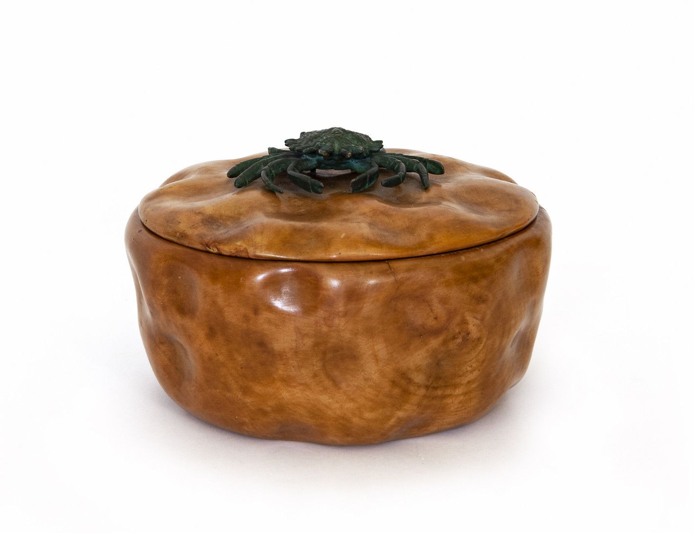 SCATOLA A 1950s BOX. 
Cherry wood bronze. 
Height cm 12 diameter cm 21.